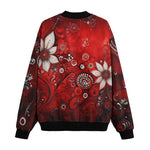 Bomber Jacket Red Abstract Floral Motifs