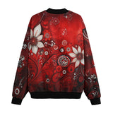 Bomber Jacket Red Abstract Floral Motifs