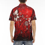 Men's Polo Shirt Red Abstract Floral Motifs
