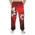 Men's Sweatpants Red Abstract Floral Motifs