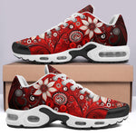 Air Cushion Sneakers Red Abstract Floral Motifs
