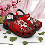 Classic Clogs Red Abstract Floral Motifs