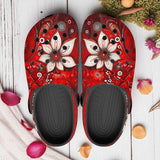 Classic Clogs Red Abstract Floral Motifs