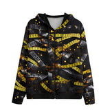 Men's Zip Up Hoodie Warning Police Tape