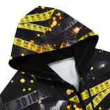 Men's Zip Up Hoodie Warning Police Tape