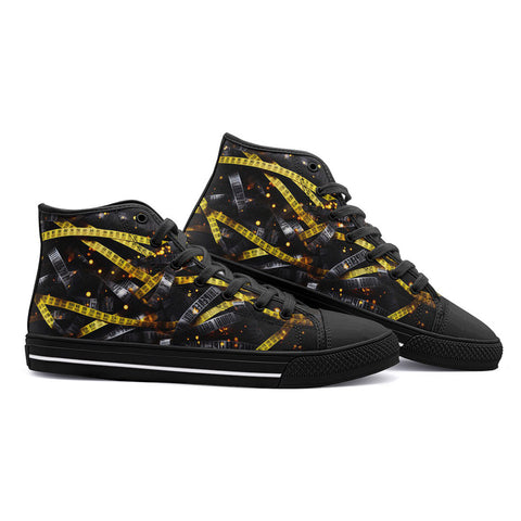 High-Top Canvas Shoes Warning Police Tape