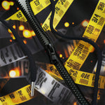 Men's Zip Up Hoodie Warning Police Tape