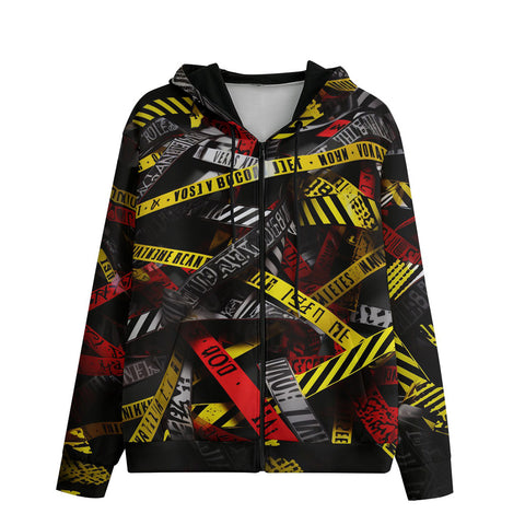 Men's Zip Up Hoodie Caution Tapes Abstraction