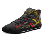 High-Top Canvas Shoes Caution Tapes Abstraction