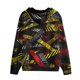 Men's Zip Up Hoodie Caution Tapes Abstraction