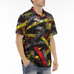 Men's Polo Shirt Caution Tapes Abstraction