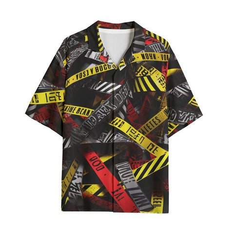 Hawaiian Shirt Caution Tapes Abstraction