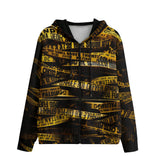 Men's Zip Up Hoodie Yellow Caution Police Tape