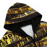 Men's Zip Up Hoodie Yellow Caution Police Tape