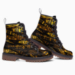 Leather Boots Yellow Caution Police Tape