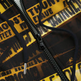 Men's Zip Up Hoodie Yellow Caution Police Tape