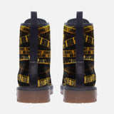 Leather Boots Yellow Caution Police Tape