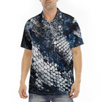 Men's Polo Shirt Blue Python Snake Scale
