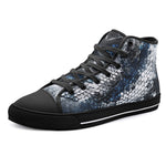 High-Top Canvas Shoes Blue Python Snake Scale