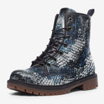 Leather Boots Blue Python Snake Scale