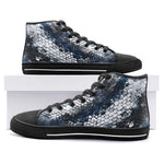 High-Top Canvas Shoes Blue Python Snake Scale