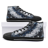 High-Top Canvas Shoes Blue Python Snake Scale