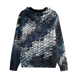 Men's Zip Up Hoodie Blue Python Snake Scale