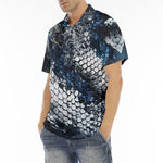 Men's Polo Shirt Blue Python Snake Scale