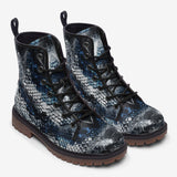 Leather Boots Blue Python Snake Scale