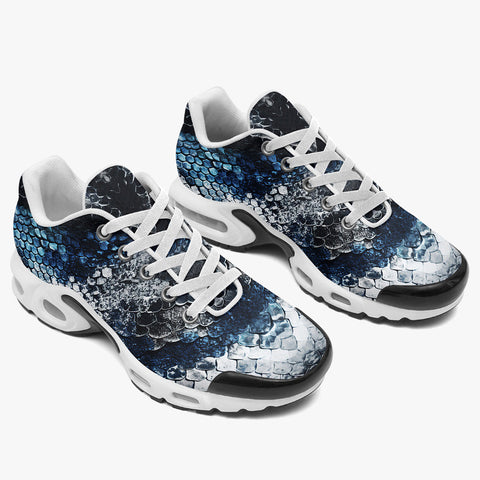 Air Cushion Sneakers Blue Python Snake Scale
