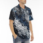 Men's Polo Shirt Blue Python Snake Scale