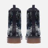 Leather Boots Blue Python Snake Scale