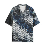 Hawaiian Shirt Blue Python Snake Scale