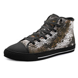 High-Top Canvas Shoes Brown Python Snake Scale