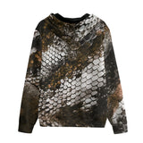 Men's Zip Up Hoodie Brown Python Snake Scale