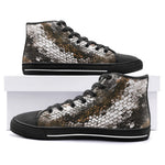 High-Top Canvas Shoes Brown Python Snake Scale