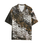 Hawaiian Shirt Brown Python Snake Scale