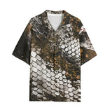 Hawaiian Shirt Brown Python Snake Scale