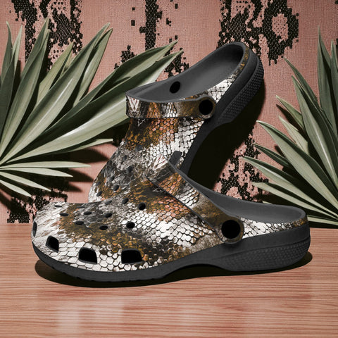 Classic Clogs Brown Python Snake Scale