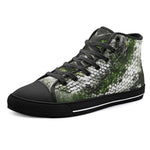 High-Top Canvas Shoes Green Python Snake Scale