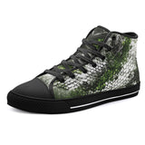 High-Top Canvas Shoes Green Python Snake Scale