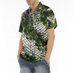 Men's Polo Shirt Green Python Snake Scale