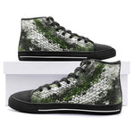 High-Top Canvas Shoes Green Python Snake Scale