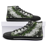 High-Top Canvas Shoes Green Python Snake Scale
