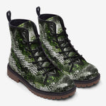 Leather Boots Green Python Snake Scale