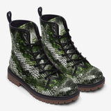 Leather Boots Green Python Snake Scale