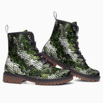 Leather Boots Green Python Snake Scale