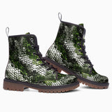 Leather Boots Green Python Snake Scale