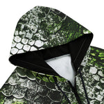 Men's Zip Up Hoodie Green Python Snake Scale