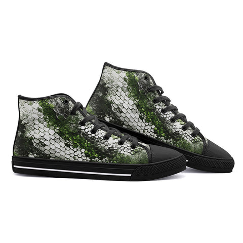 High-Top Canvas Shoes Green Python Snake Scale